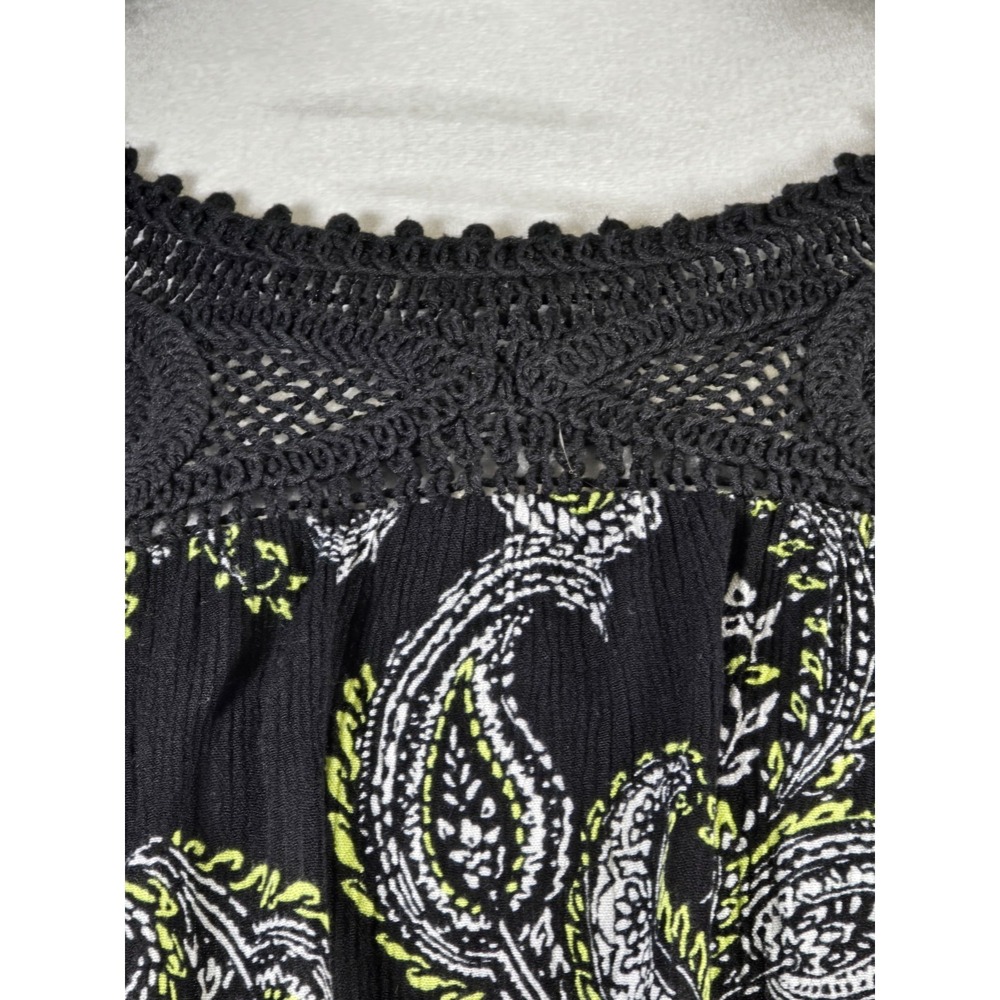 Cato Womens Tank Top Size 22/24W Crocheted Yoke Sleeveless Paisley Peasant Boho - Picture 6 of 15